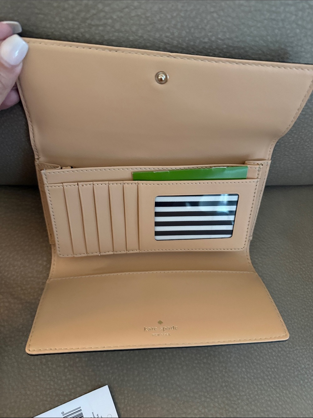kate spade Black Pebbled Leather Trifold Wallet with Gold Logo - Picture 3 of 3
